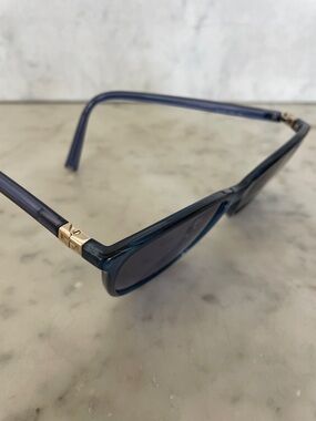 GIVENCHY Vintage Dark Blue Rectangular Sunglasses with Gold Accents RX
